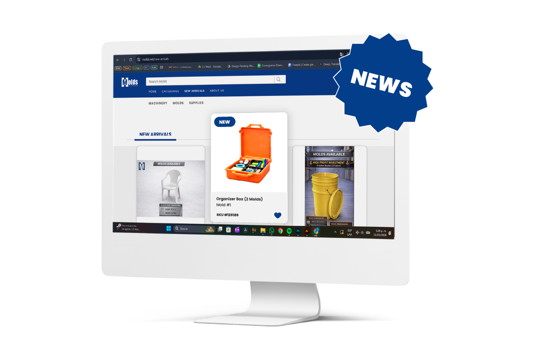 Molds Unlimited new arrivals browsing experience on a desktop monitor